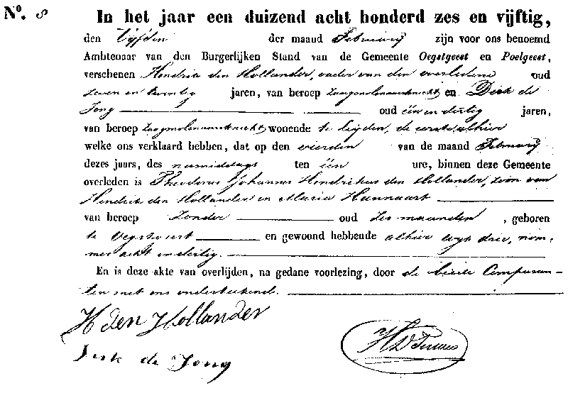 18560205 ovl akte 8 Theodorus JH zv H d Hollander - M Hannaart